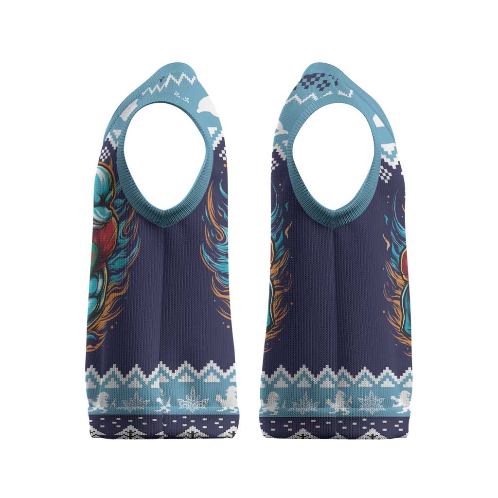 Cardiganshire Wales Christmas Knitted V-Neck Vest Cardigan Bay Dolphin Rugby Design - Wonder Print Shop