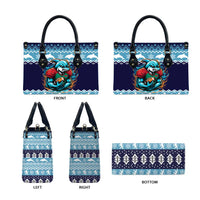Cardiganshire Wales Christmas Leather Bag Cardigan Bay Dolphin Rugby Design - Wonder Print Shop