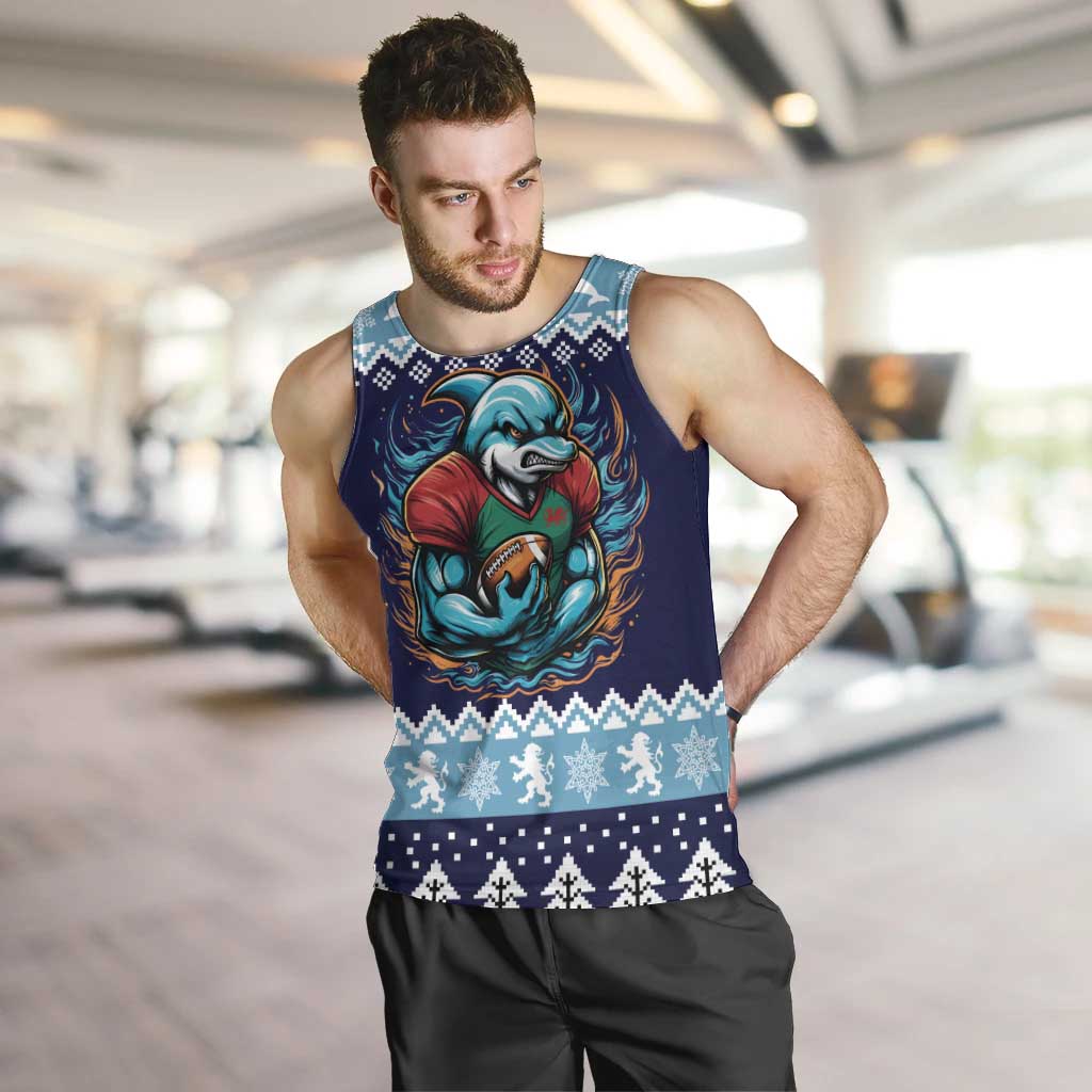 Cardiganshire Wales Christmas Men Tank Top Cardigan Bay Dolphin Rugby Design - Wonder Print Shop