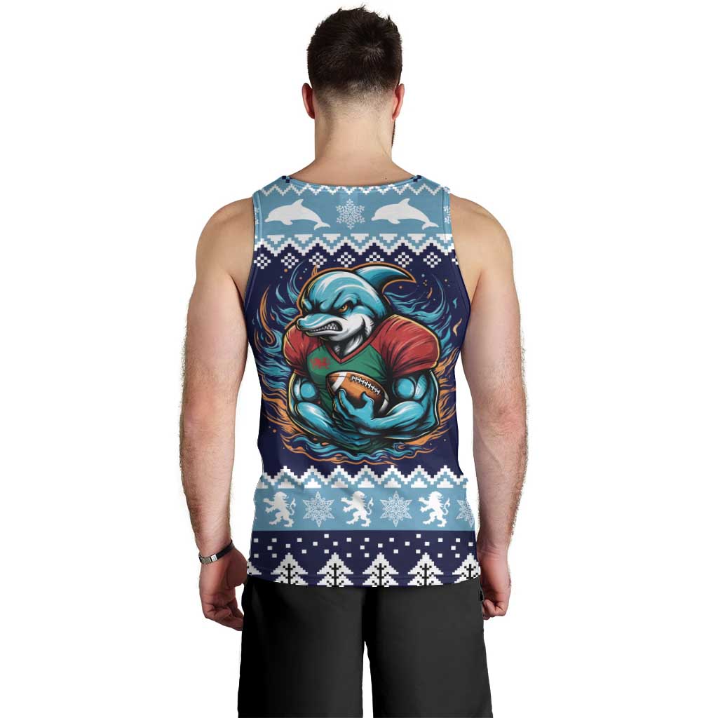 Cardiganshire Wales Christmas Men Tank Top Cardigan Bay Dolphin Rugby Design - Wonder Print Shop