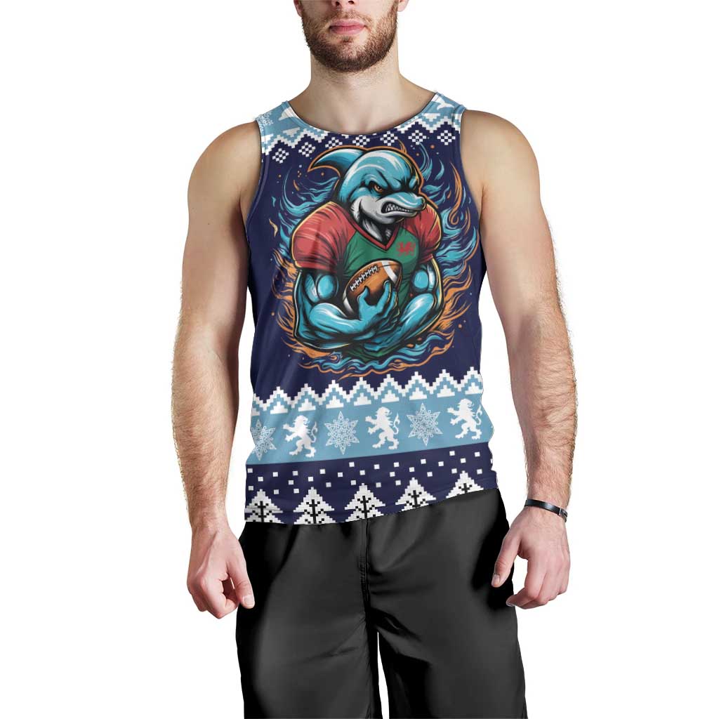 Cardiganshire Wales Christmas Men Tank Top Cardigan Bay Dolphin Rugby Design - Wonder Print Shop