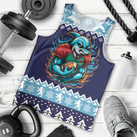 Cardiganshire Wales Christmas Men Tank Top Cardigan Bay Dolphin Rugby Design - Wonder Print Shop