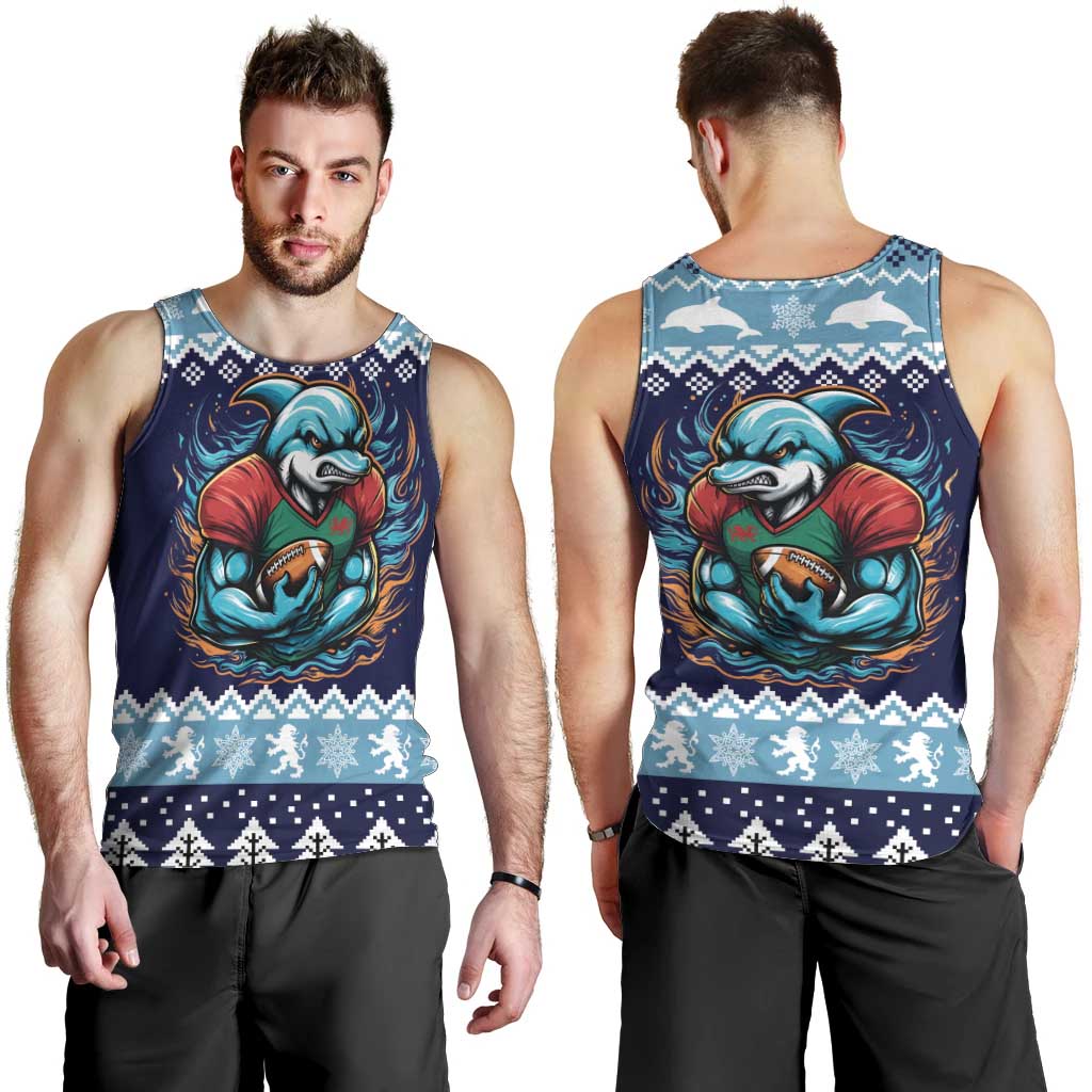 Cardiganshire Wales Christmas Men Tank Top Cardigan Bay Dolphin Rugby Design - Wonder Print Shop