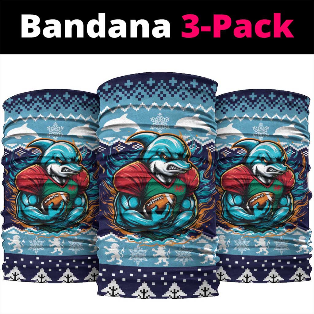 Cardiganshire Wales Christmas Neck Gaiter Cardigan Bay Dolphin Rugby Design - Wonder Print Shop