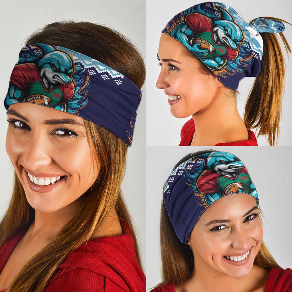 Cardiganshire Wales Christmas Neck Gaiter Cardigan Bay Dolphin Rugby Design - Wonder Print Shop
