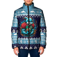 Cardiganshire Wales Christmas Padded Jacket Cardigan Bay Dolphin Rugby Design - Wonder Print Shop