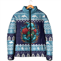 Cardiganshire Wales Christmas Padded Jacket Cardigan Bay Dolphin Rugby Design - Wonder Print Shop