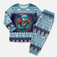 Cardiganshire Wales Christmas Pajama Set Cardigan Bay Dolphin Rugby Design - Wonder Print Shop