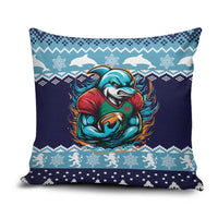 Cardiganshire Wales Christmas Pillow Cover Cardigan Bay Dolphin Rugby Design - Wonder Print Shop