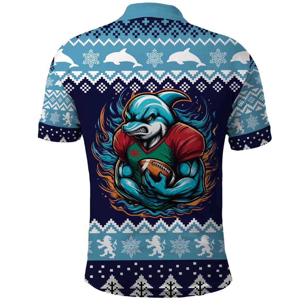 Cardiganshire Wales Christmas Polo Shirt Cardigan Bay Dolphin Rugby Design - Wonder Print Shop