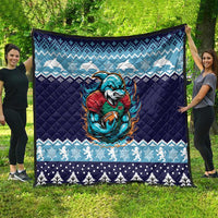 Cardiganshire Wales Christmas Quilt Cardigan Bay Dolphin Rugby Design - Wonder Print Shop