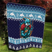 Cardiganshire Wales Christmas Quilt Cardigan Bay Dolphin Rugby Design - Wonder Print Shop