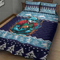 Cardiganshire Wales Christmas Quilt Bed Set Cardigan Bay Dolphin Rugby Design - Wonder Print Shop