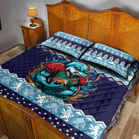 Cardiganshire Wales Christmas Quilt Bed Set Cardigan Bay Dolphin Rugby Design - Wonder Print Shop