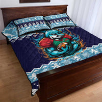 Cardiganshire Wales Christmas Quilt Bed Set Cardigan Bay Dolphin Rugby Design - Wonder Print Shop