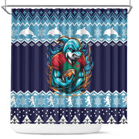 Cardiganshire Wales Christmas Shower Curtain Cardigan Bay Dolphin Rugby Design - Wonder Print Shop