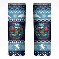Cardiganshire Wales Christmas Skinny Tumbler Cardigan Bay Dolphin Rugby Design - Wonder Print Shop