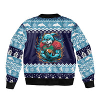 Cardiganshire Wales Christmas Sleeve Zip Bomber Jacket Cardigan Bay Dolphin Rugby Design - Wonder Print Shop