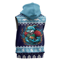 Cardiganshire Wales Christmas Sleeveless Hoodie Cardigan Bay Dolphin Rugby Design - Wonder Print Shop