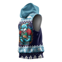 Cardiganshire Wales Christmas Sleeveless Hoodie Cardigan Bay Dolphin Rugby Design - Wonder Print Shop
