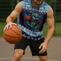 Cardiganshire Wales Christmas Sleeveless Hoodie Cardigan Bay Dolphin Rugby Design - Wonder Print Shop