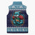 Cardiganshire Wales Christmas Sleeveless Puffer Jacket Cardigan Bay Dolphin Rugby Design - Wonder Print Shop