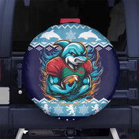 Cardiganshire Wales Christmas Spare Tire Cover Cardigan Bay Dolphin Rugby Design - Wonder Print Shop