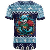Cardiganshire Wales Christmas T Shirt Cardigan Bay Dolphin Rugby Design - Wonder Print Shop