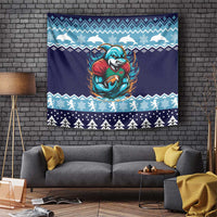 Cardiganshire Wales Christmas Tapestry Cardigan Bay Dolphin Rugby Design - Wonder Print Shop