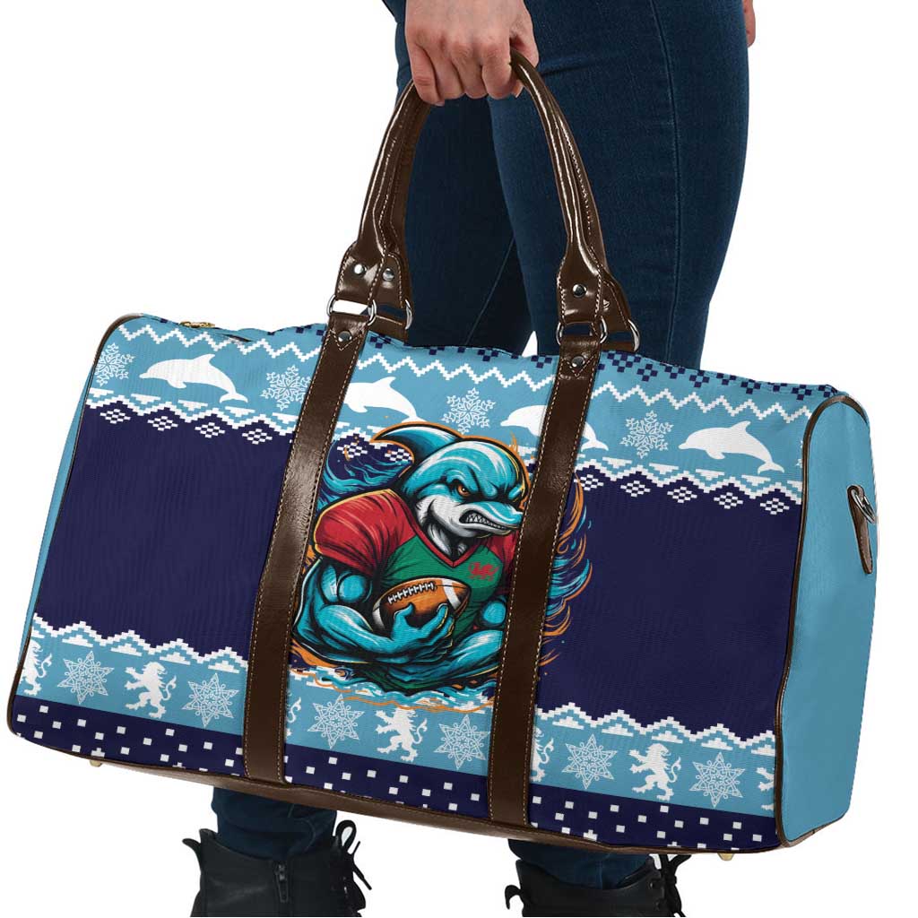 Cardiganshire Wales Christmas Travel Bag Cardigan Bay Dolphin Rugby Design - Wonder Print Shop