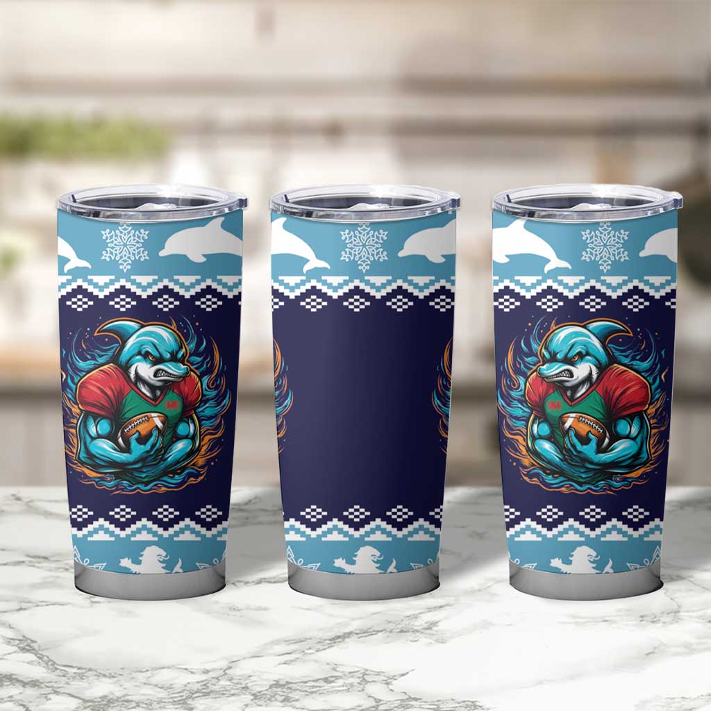 Cardiganshire Wales Christmas Tumbler Cup Cardigan Bay Dolphin Rugby Design - Wonder Print Shop