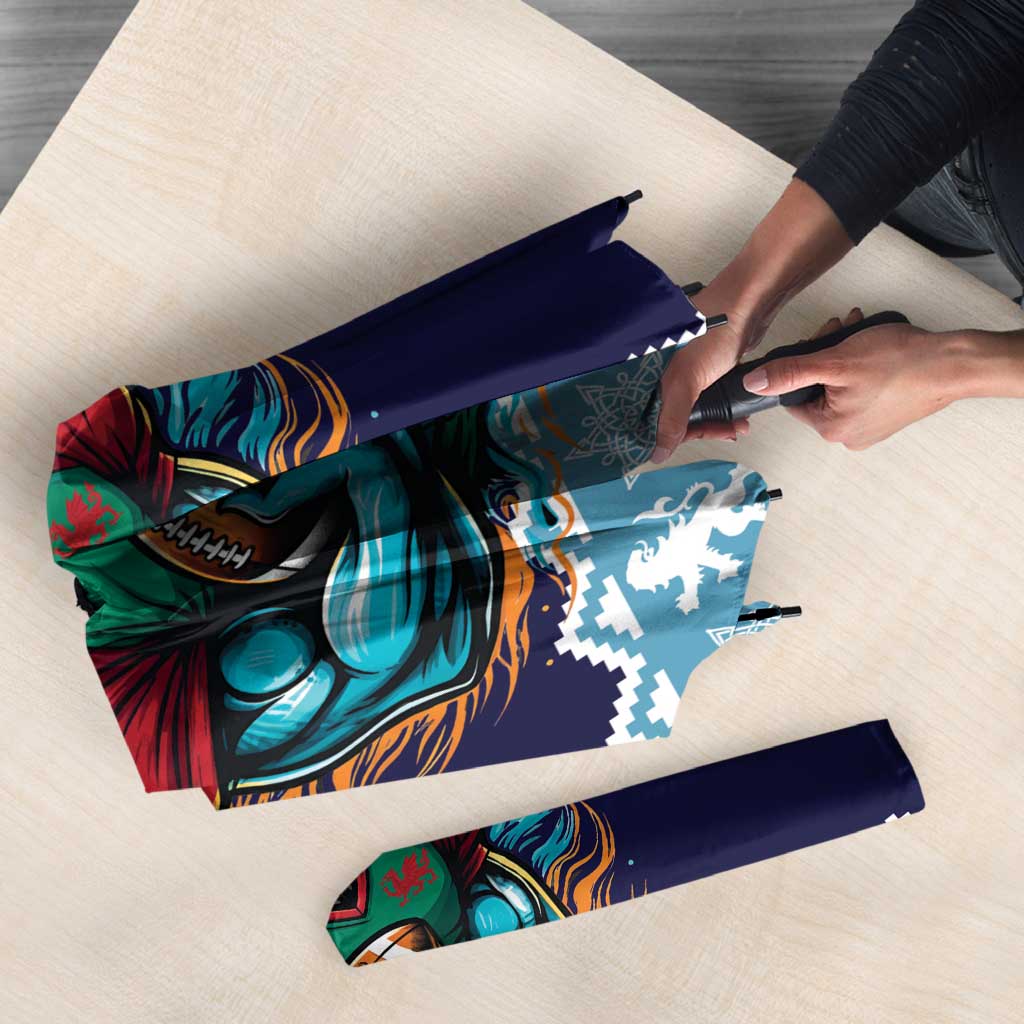 Cardiganshire Wales Christmas Umbrella Cardigan Bay Dolphin Rugby Design - Wonder Print Shop