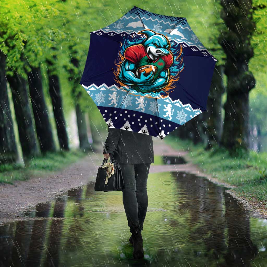 Cardiganshire Wales Christmas Umbrella Cardigan Bay Dolphin Rugby Design - Wonder Print Shop