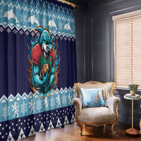 Cardiganshire Wales Christmas Window Curtain Cardigan Bay Dolphin Rugby Design - Wonder Print Shop