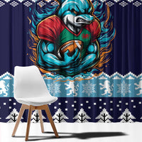 Cardiganshire Wales Christmas Window Curtain Cardigan Bay Dolphin Rugby Design - Wonder Print Shop