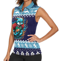Cardiganshire Wales Christmas Women Sleeveless Polo Shirt Cardigan Bay Dolphin Rugby Design - Wonder Print Shop