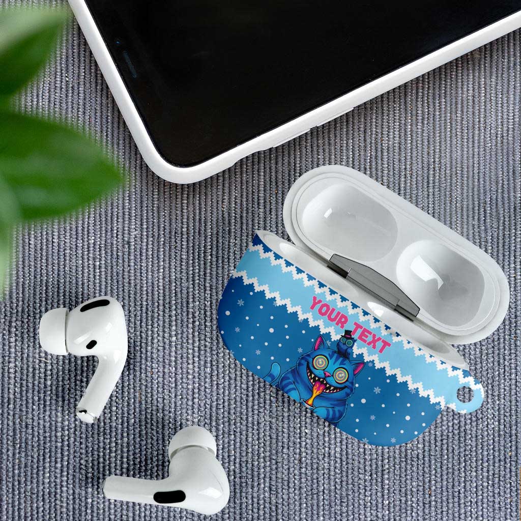 Personalized Trippy Catmas AirPods Case Cute Blue Derpy Cat and Owl Companion - Wonder Print Shop