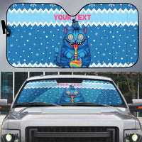 Personalized Trippy Catmas Auto Sun Shade Cute Blue Derpy Cat and Owl Companion - Wonder Print Shop