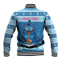 Personalized Trippy Catmas Baseball Jacket Cute Blue Derpy Cat and Owl Companion - Wonder Print Shop