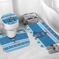 Personalized Trippy Catmas Bathroom Set Cute Blue Derpy Cat and Owl Companion - Wonder Print Shop