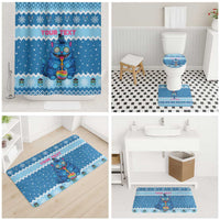 Personalized Trippy Catmas Bathroom Set Cute Blue Derpy Cat and Owl Companion - Wonder Print Shop