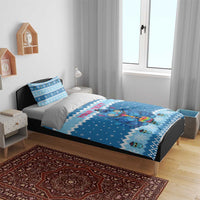 Personalized Trippy Catmas Bedding Set Cute Blue Derpy Cat and Owl Companion - Wonder Print Shop