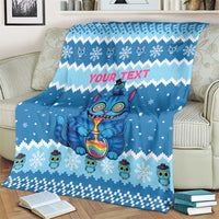 Personalized Trippy Catmas Blanket Cute Blue Derpy Cat and Owl Companion - Wonder Print Shop