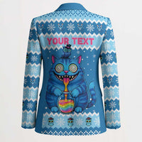 Personalized Trippy Catmas Blazer Cute Blue Derpy Cat and Owl Companion - Wonder Print Shop