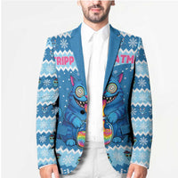 Personalized Trippy Catmas Blazer Cute Blue Derpy Cat and Owl Companion - Wonder Print Shop
