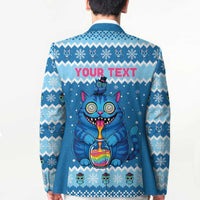 Personalized Trippy Catmas Blazer Cute Blue Derpy Cat and Owl Companion - Wonder Print Shop