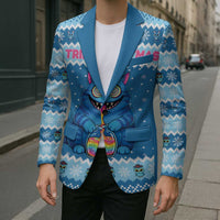 Personalized Trippy Catmas Blazer Cute Blue Derpy Cat and Owl Companion - Wonder Print Shop
