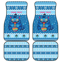 Personalized Trippy Catmas Car Mats Cute Blue Derpy Cat and Owl Companion - Wonder Print Shop