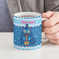 Personalized Trippy Catmas Ceramic Mug Cute Blue Derpy Cat and Owl Companion - Wonder Print Shop