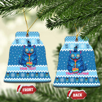 Personalized Trippy Catmas Ceramic Ornament Cute Blue Derpy Cat and Owl Companion - Wonder Print Shop